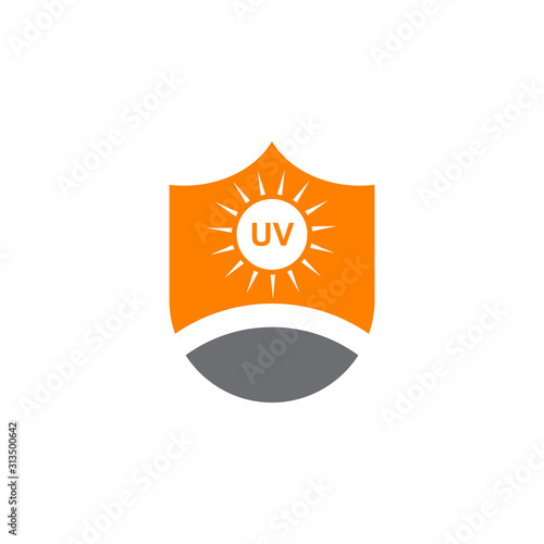 Ultra violet ray protection emblem logo design vector illustration template