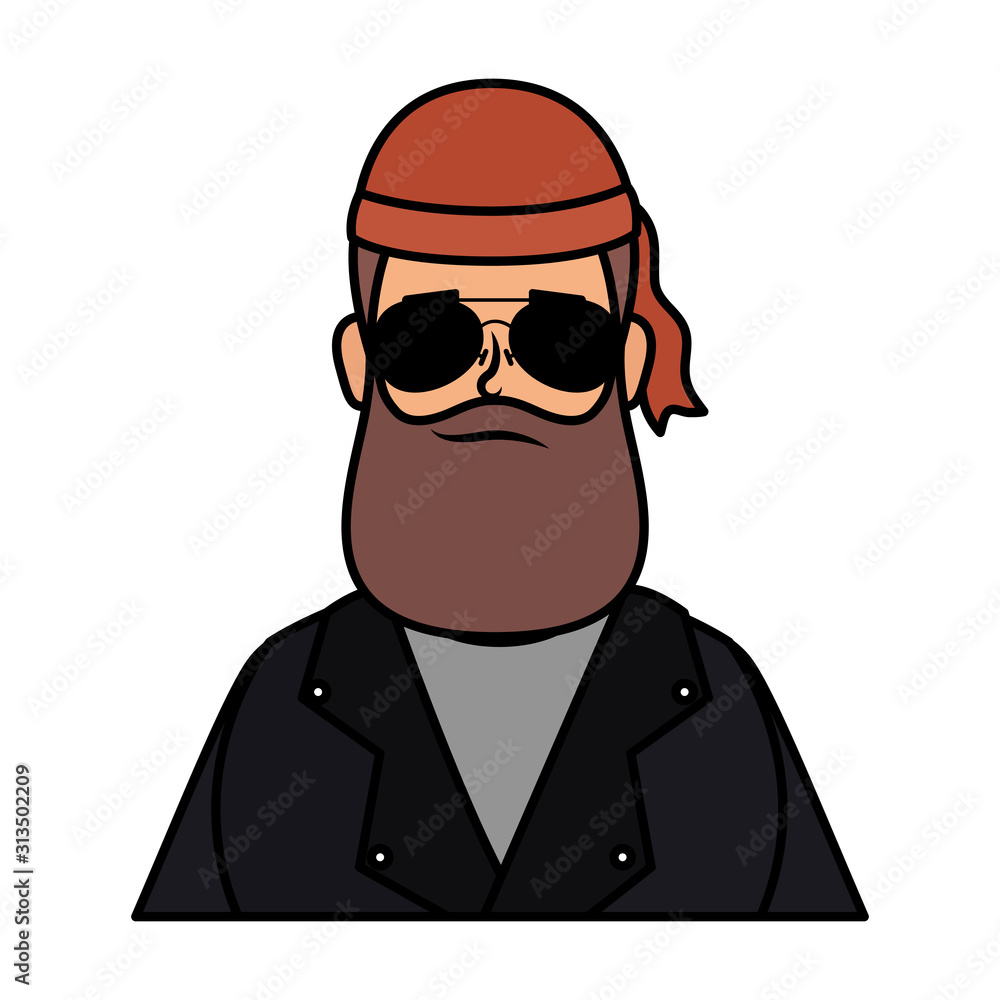 motorcyclist man with beard avatar character motorcyclist man with beard avatar character