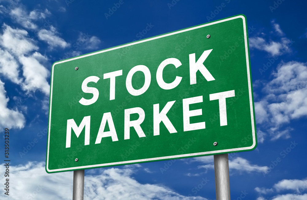 Stock Market - road sign illustration Stock Market - road sign illustration