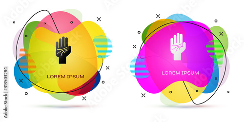 Color Palmistry of the hand icon isolated on white background. Abstract banner with liquid shapes. Vector Illustration