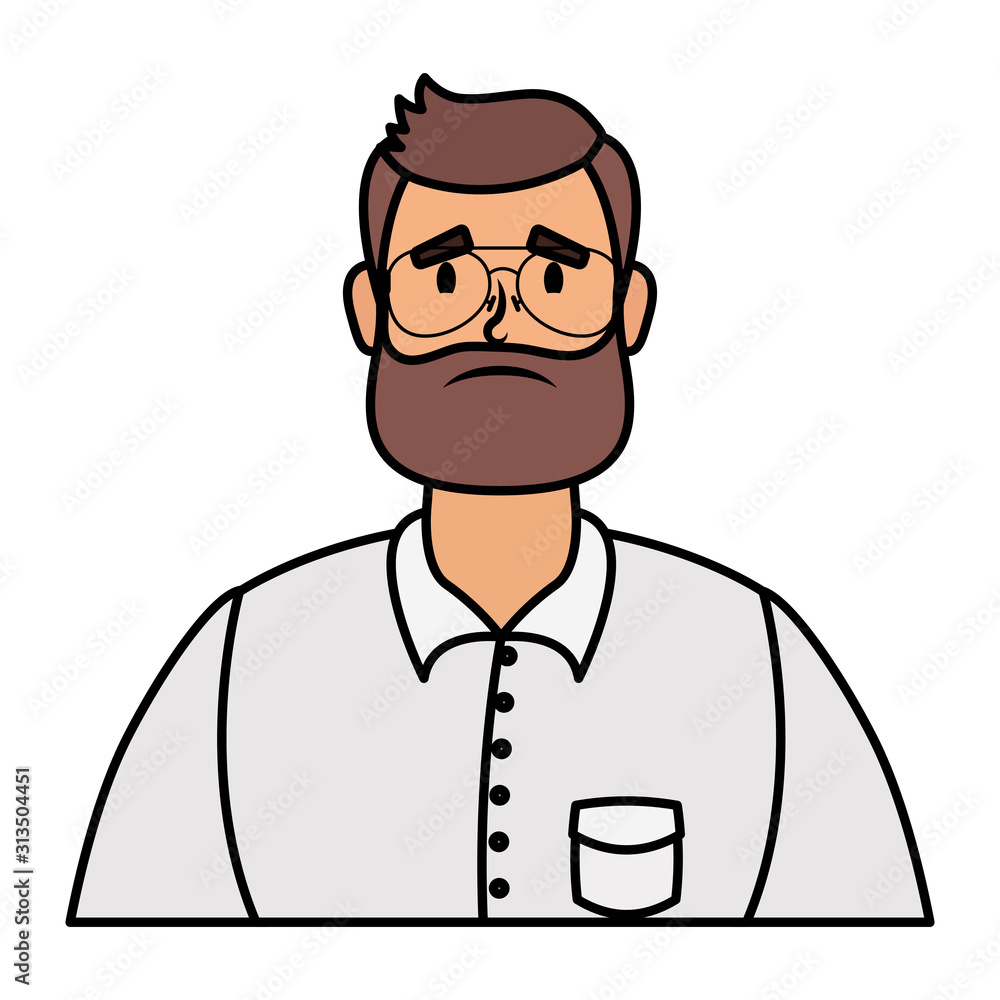 young man with beard avatar character