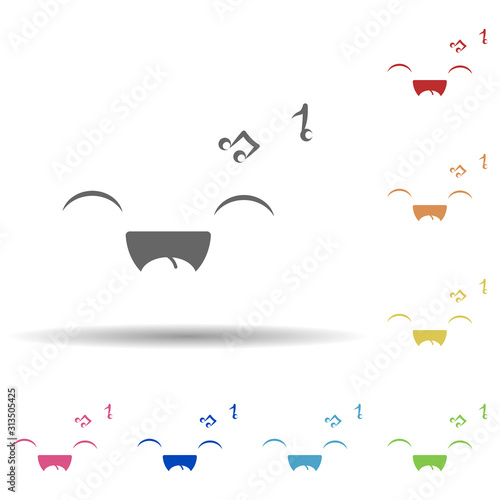 Smile, music face in multi color style icon. Simple thin line, outline vector of smile icons for ui and ux, website or mobile application