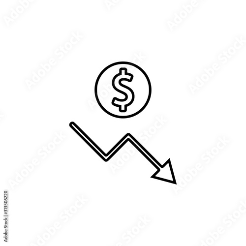 financial downgrade schedule icon. Simple thin line, outline vector of web icons for ui and ux, website or mobile application
