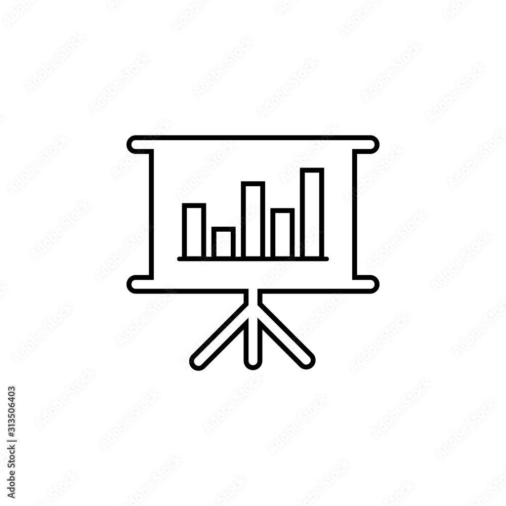 financial presentation icon. Simple thin line, outline vector of web icons for ui and ux, website or mobile application financial presentation icon. Simple thin line, outline vector of web icons for ui and ux, website or mobile application