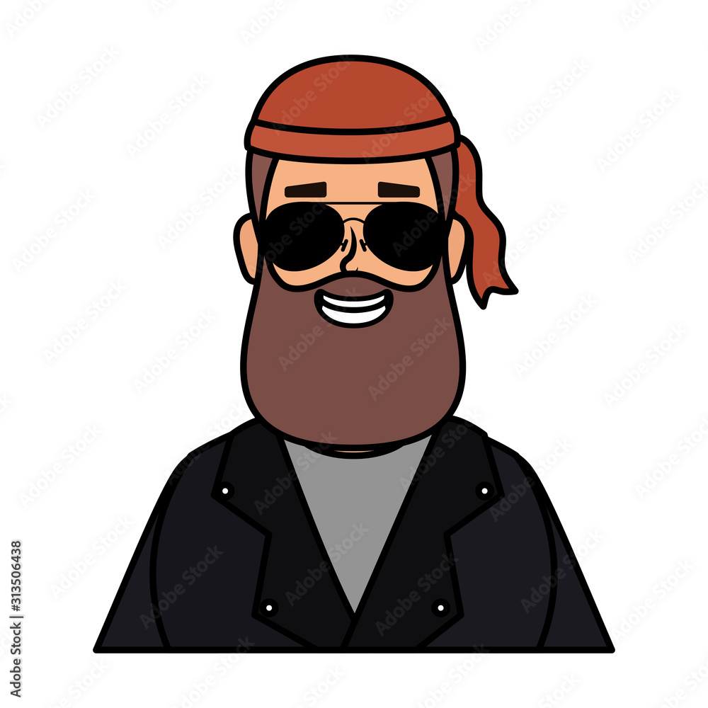 motorcyclist man with beard avatar character