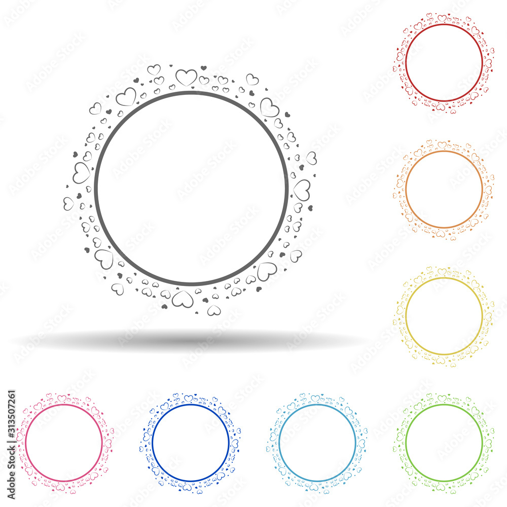 Heart round background, hand drawn in round in multi color style icon. Simple thin line, outline vector of background for text icons for ui and ux, website or mobile application Heart round background, hand drawn in round in multi color style icon. Simple thin line, outline vector of background for text icons for ui and ux, website or mobile application
