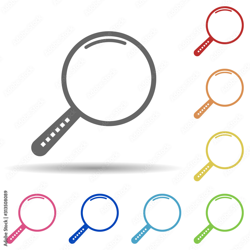 Magnifier in multi color style icon. Simple glyph, flat vector of business icons for ui and ux, website or mobile application Magnifier in multi color style icon. Simple glyph, flat vector of business icons for ui and ux, website or mobile application