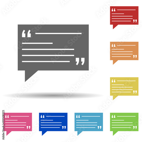Bubble, testimonial in multi color style icon. Simple glyph, flat vector of business icons for ui and ux, website or mobile application