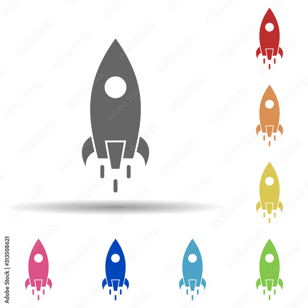 Rocket, initiation in multi color style icon. Simple glyph, flat vector of business icons for ui and ux, website or mobile application Rocket, initiation in multi color style icon. Simple glyph, flat vector of business icons for ui and ux, website or mobile application