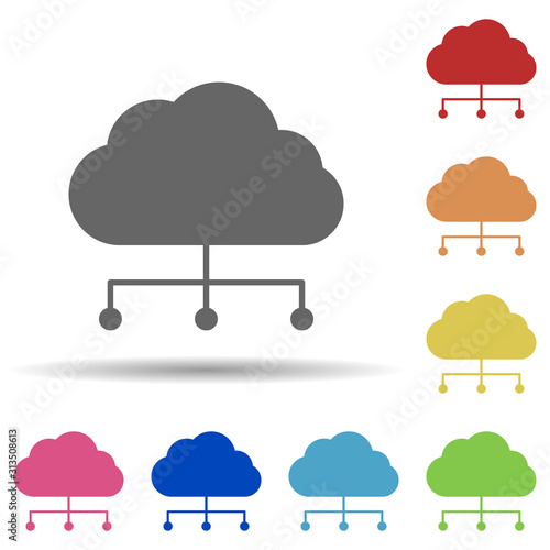 Cloud, connection, paas in multi color style icon. Simple glyph, flat vector of business icons for ui and ux, website or mobile application