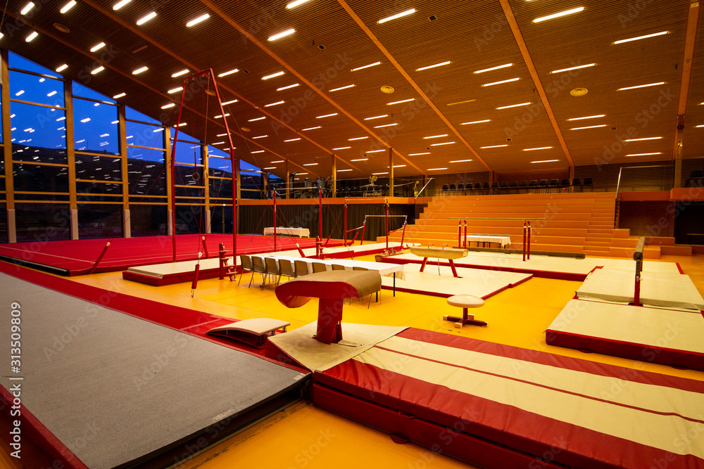 Gymnastics equipment in a gymnastic center Gymnastics equipment in a gymnastic center