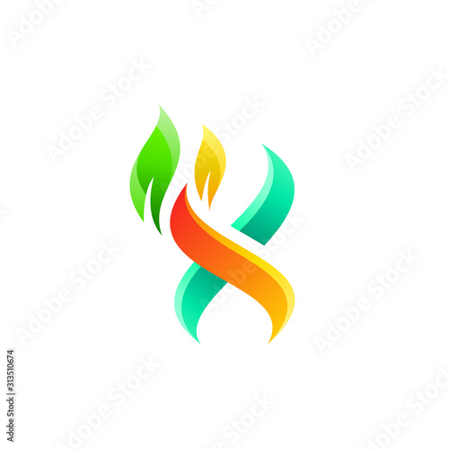 colorful letter X with plant logo design © ARTERNOON