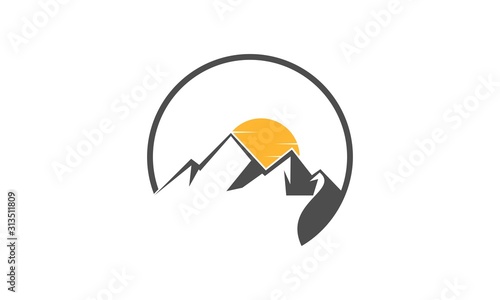 Circle mountain simple vector logo