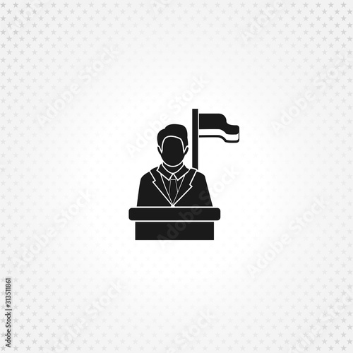 speaker icon. orator speaking from tribune icon on white background