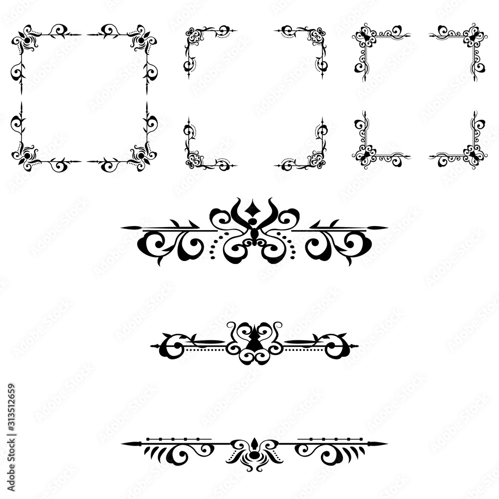 Obraz premium Classic ornament frame, vintage border set Premium Vector