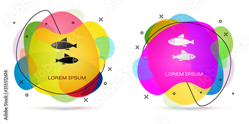 Color Fish icon isolated on white background. Abstract banner with liquid shapes. Vector Illustration