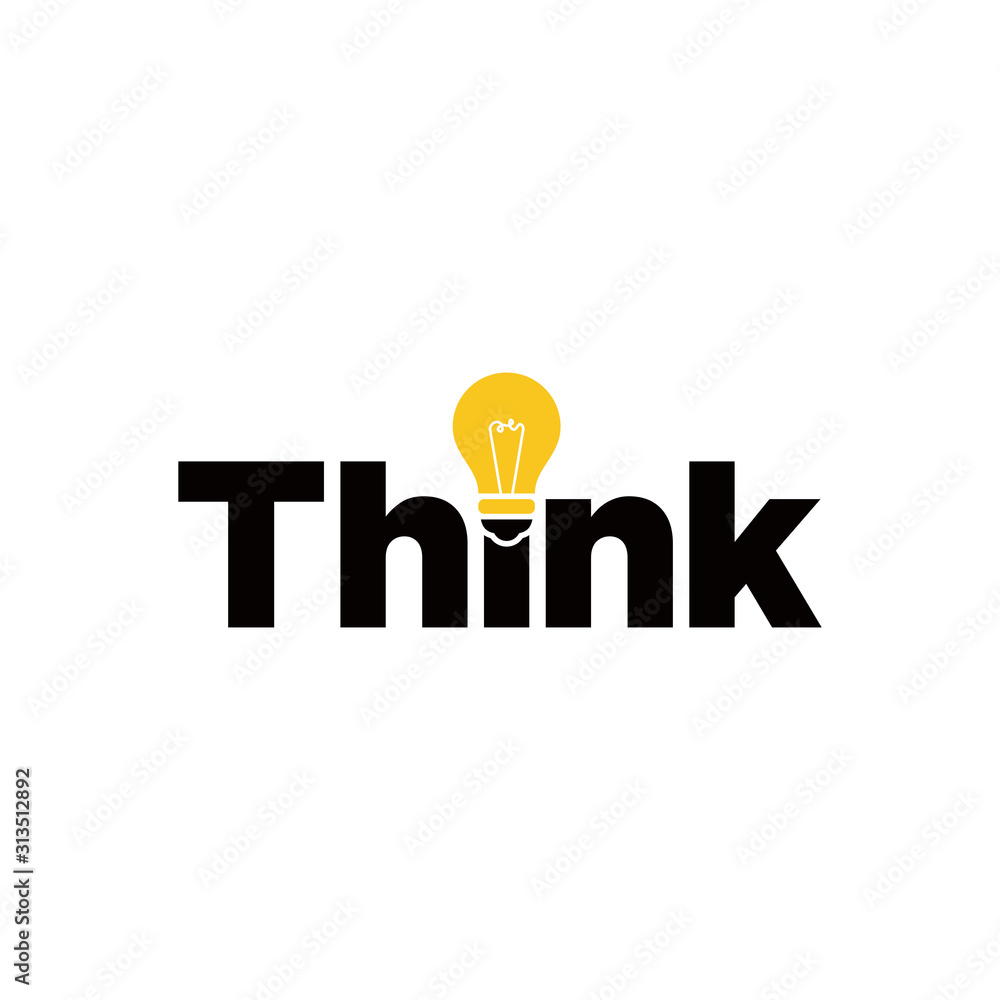Think word mark with light bulb vector template. Think word mark with light bulb vector template.