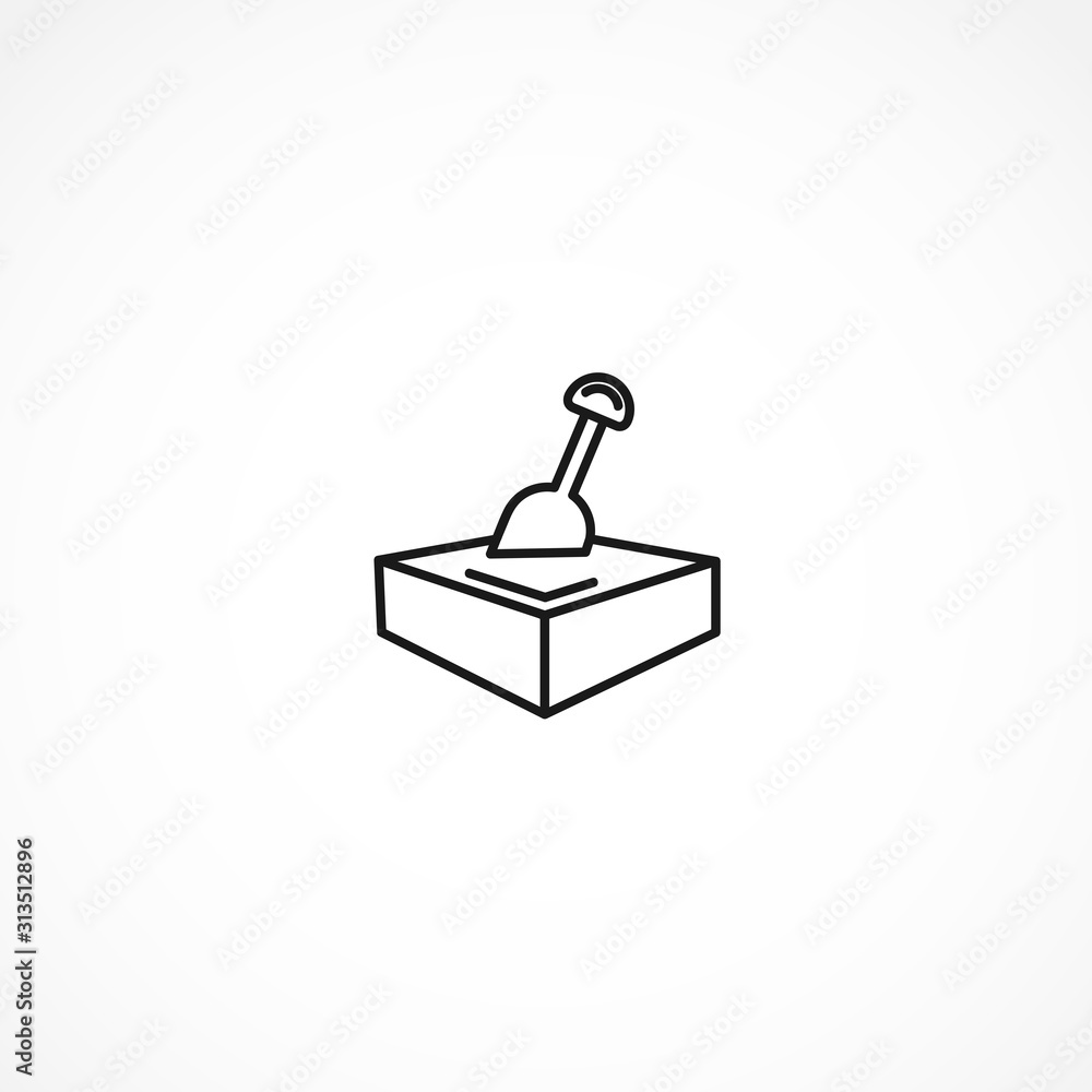 sandbox with shovel icon on white background sandbox with shovel icon on white background