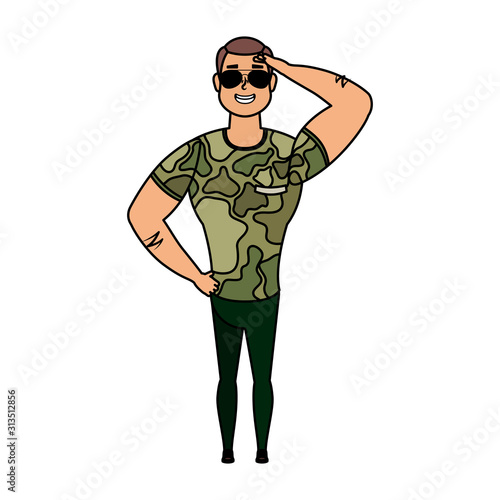 young man with military clothes character © Gstudio
