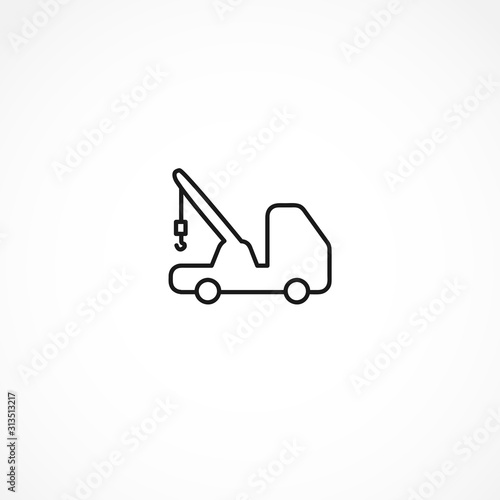 car tow service, 24 hours, truck , auto service, car repair icon on white background