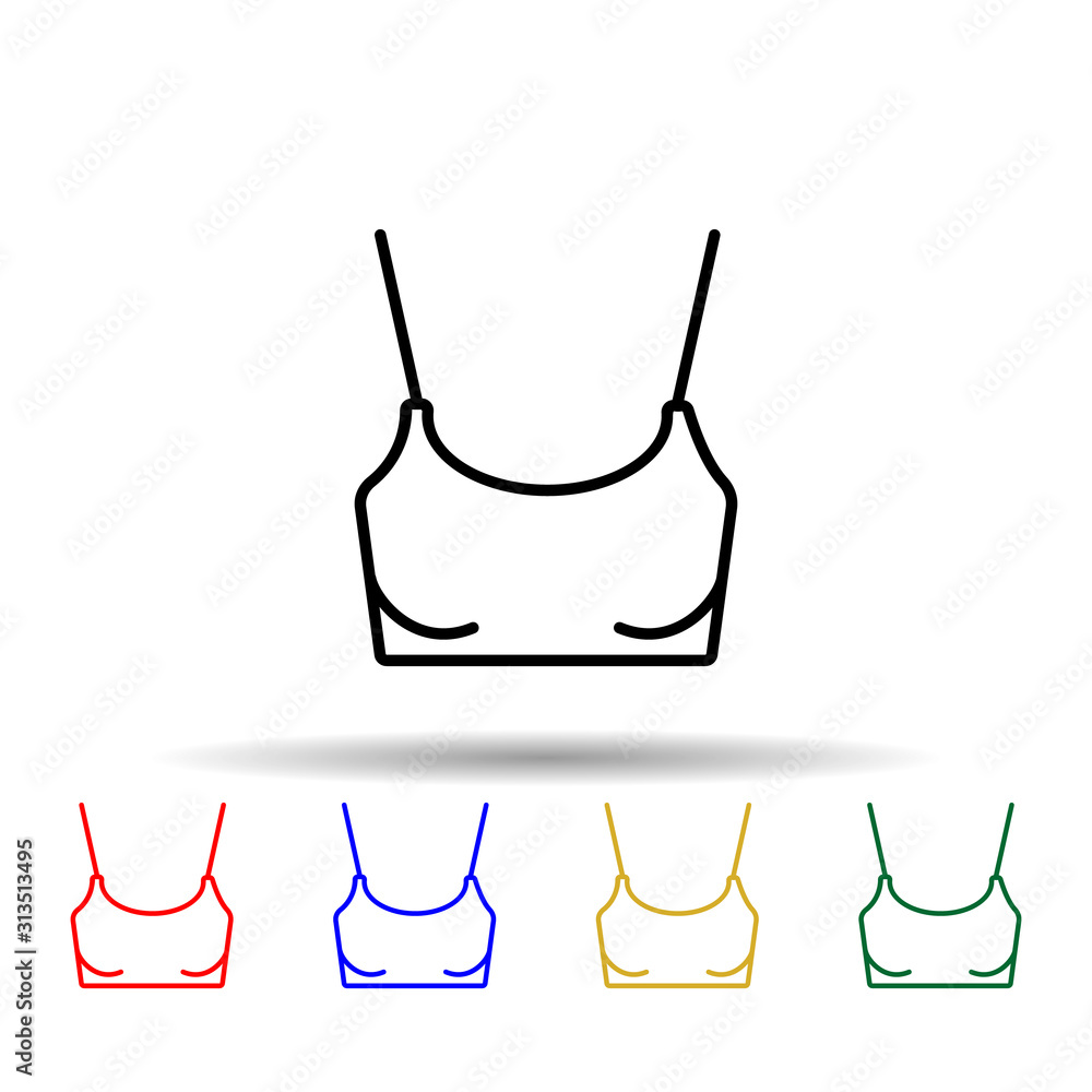 T shirt on straps women clothes multi color style icon. Simple thin line, outline vector of clothes icons for ui and ux, website or mobile application T shirt on straps women clothes multi color style icon. Simple thin line, outline vector of clothes icons for ui and ux, website or mobile application