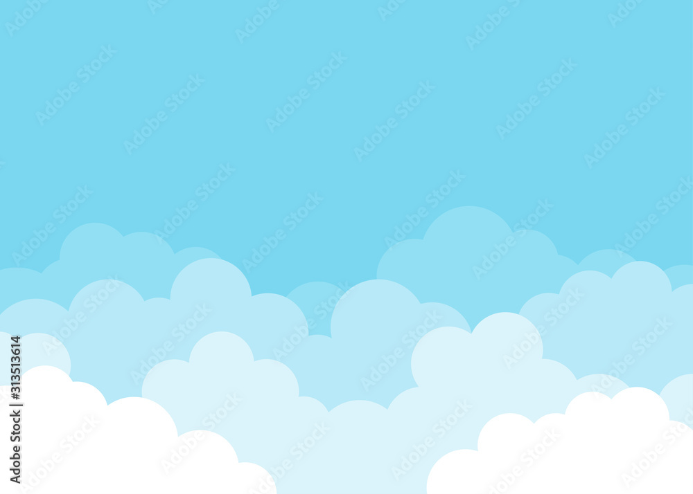 Blue sky with clouds on top vector background