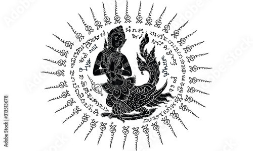 hai traditional tattoo, Thai traditional painting in temple, vector Thai traditional tattoo vector