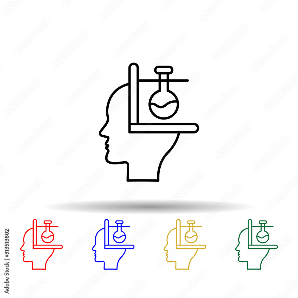 Brain, test tube multi color style icon. Simple thin line, outline vector of creative thinking icons for ui and ux, website or mobile application Brain, test tube multi color style icon. Simple thin line, outline vector of creative thinking icons for ui and ux, website or mobile application