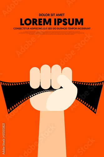 Movie and film poster design template background vintage retro style