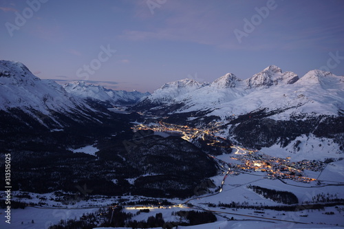 view of st. moritz in sunset photo