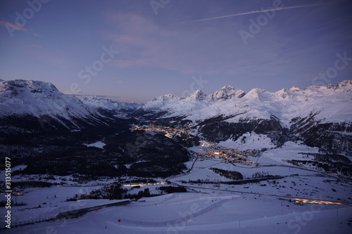view of st. moritz in sunset photo