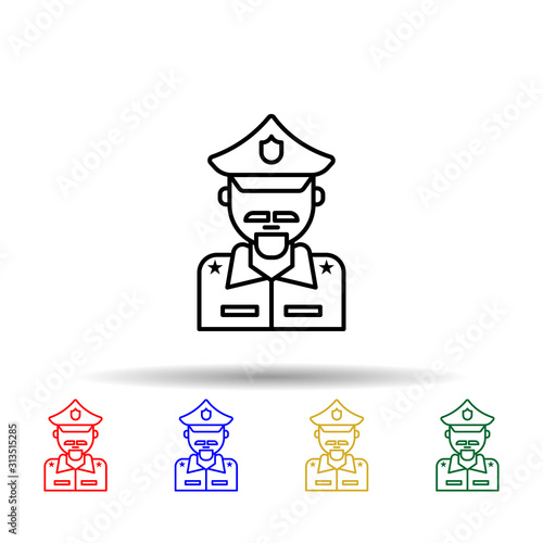 Policeman, emblem multi color style icon. Simple thin line, outline vector of law and justice icons for ui and ux, website or mobile application