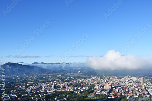 Aerial view of Puli town with blue sky At Nantou, Taiwan photo