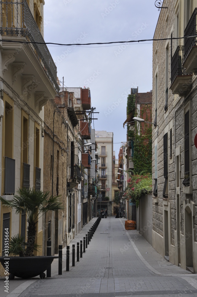 Street and alley in Barcelona Spain