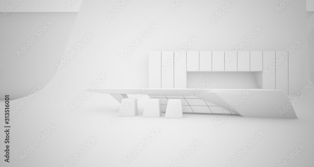 Abstract architectural smooth white interior of a minimalist house with swimming pool. 3D illustration and rendering. Abstract architectural smooth white interior of a minimalist house with swimming pool. 3D illustration and rendering.