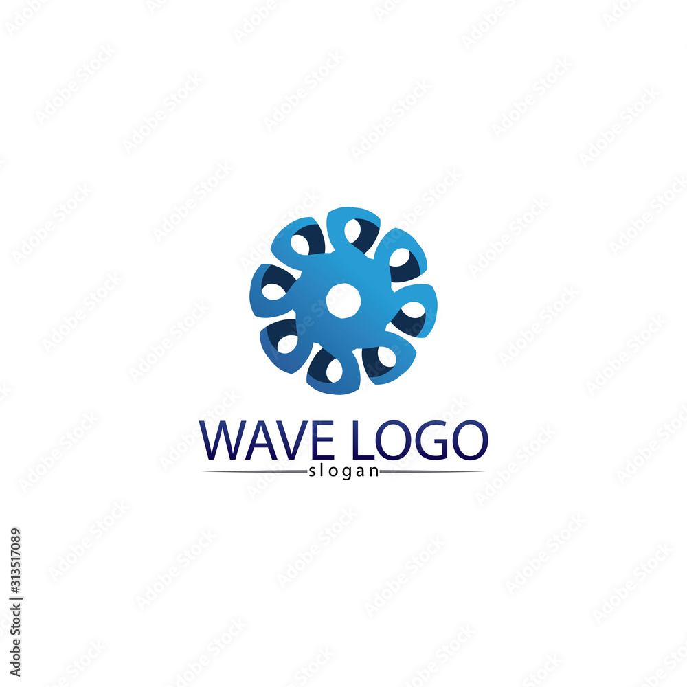 Waves and blue water  beach logo and symbols template icons app