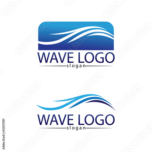 Waves and blue water beach logo and symbols template icons app