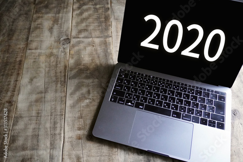 2020 Laptop on the wood table