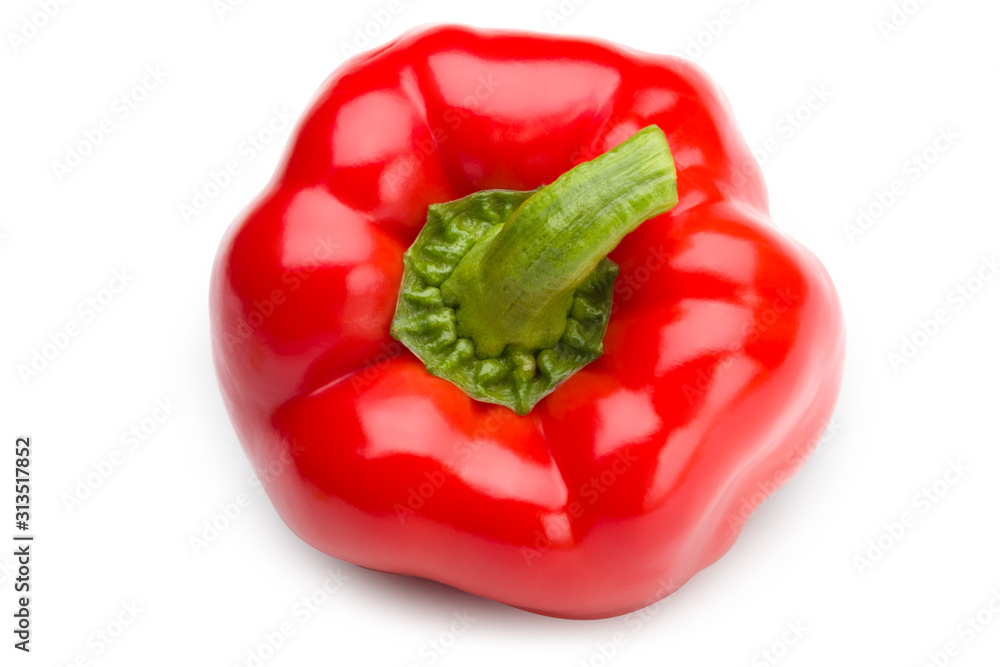 Glossy Red bell pepper isolated on white with clipping path. Glossy Red bell pepper isolated on white with clipping path.