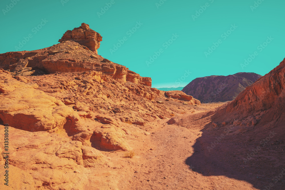 Desert nature landscape. Sandstone rocks in Timna park, Israel Desert nature landscape. Sandstone rocks in Timna park, Israel