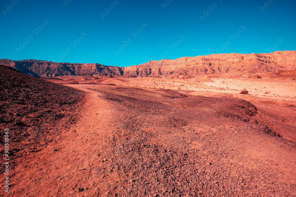 Desert nature landscape. Sandstone rocks in Timna park, Israel Desert nature landscape. Sandstone rocks in Timna park, Israel