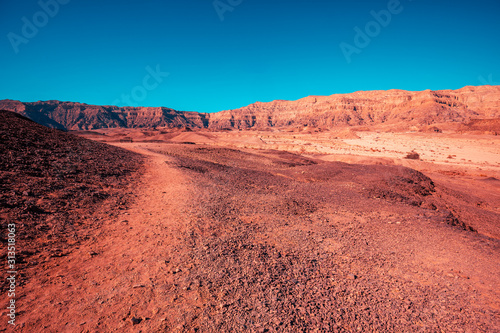 Desert nature landscape. Sandstone rocks in Timna park, Israel © vvvita
