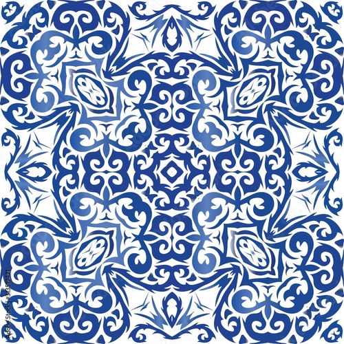 Ornamental azulejo portugal tiles decor.