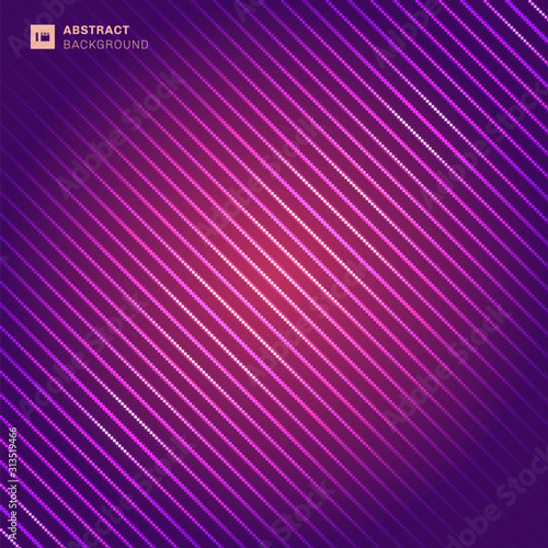 Abstract pattern diagonal stripes laser line light on pink and purple color background.