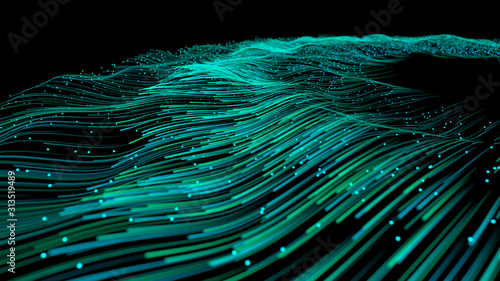  3d rendering of swirling particle lines