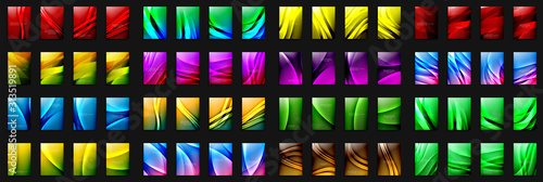 Wave covers mega set with fluid gradients. Dynamic trendy abstract background with flowing wavy lines. Vector Illustration
