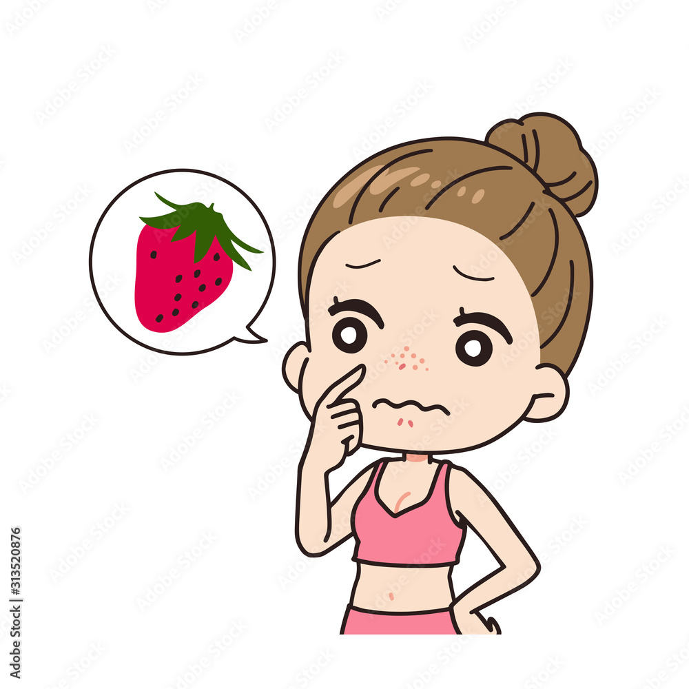 イチゴ鼻に悩む女性の斜めイラスト 上半身 Stock Vector Adobe Stock イチゴ鼻に悩む女性の斜めイラスト 上半身 Stock Vector Adobe Stock