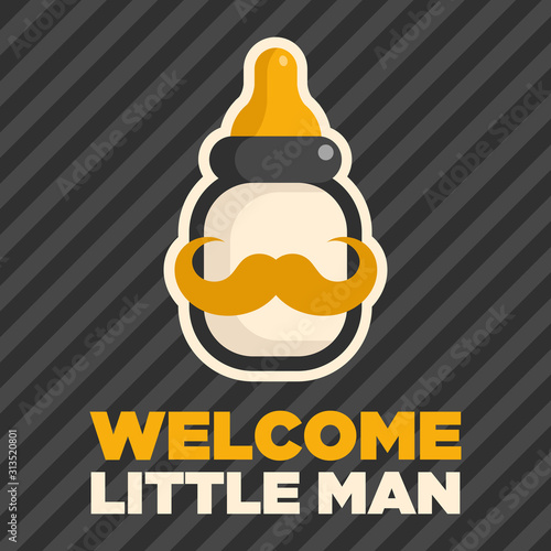 bottle mustache baby boy shower greeting card