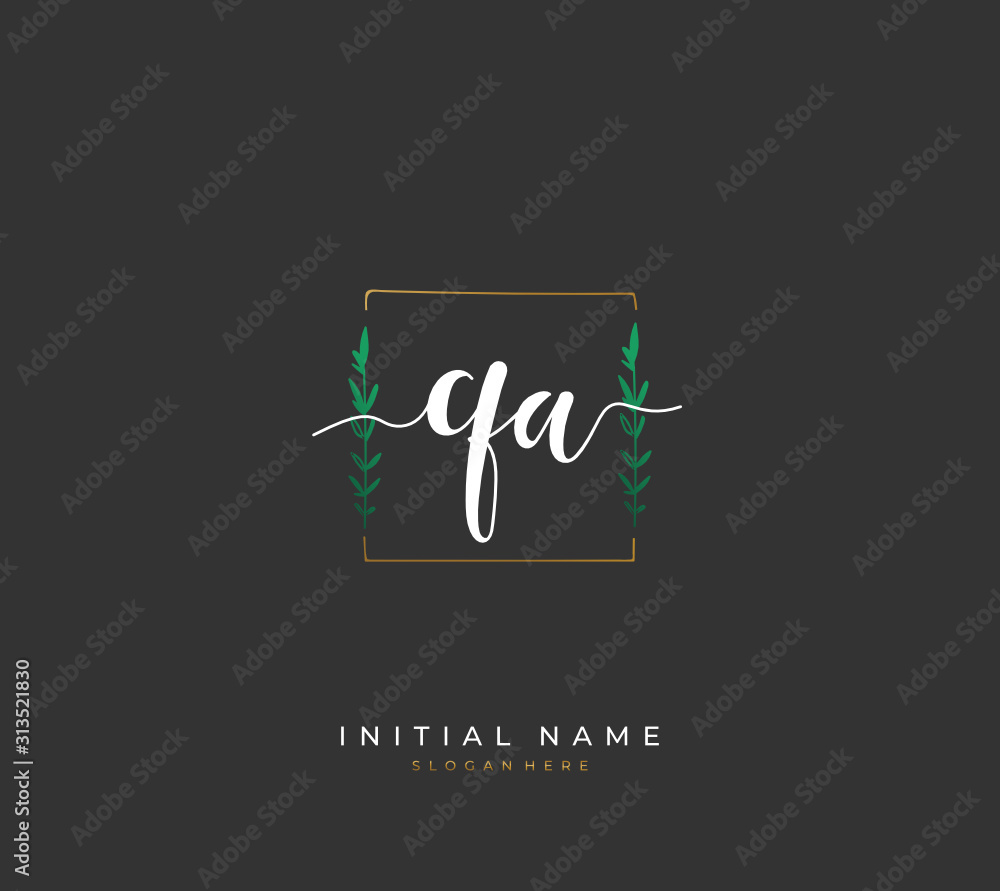 Handwritten initial letter Q A QA for identity and logo. Vector logo template with handwriting and signature style. Handwritten initial letter Q A QA for identity and logo. Vector logo template with handwriting and signature style.