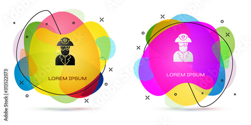 Color Pirate captain icon isolated on white background. Abstract banner with liquid shapes. Vector Illustration